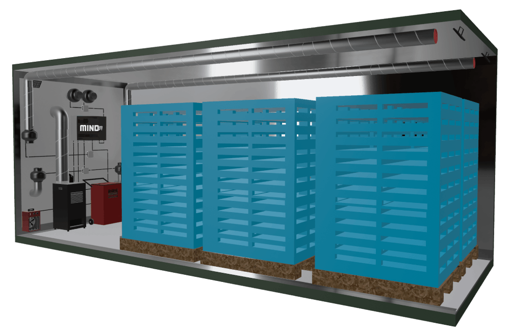 Manna Mind and 20ft container equipped for black soldier fly farming