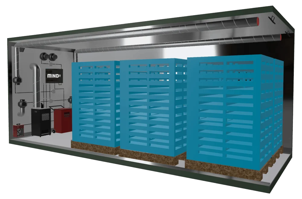 Manna Mind and 20ft container equipped for black soldier fly farming