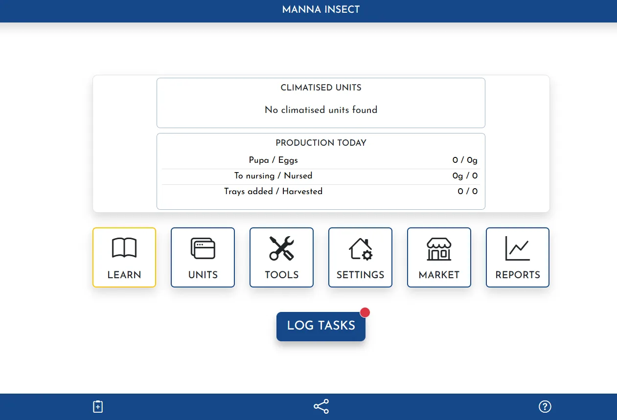 Insect Farm Hub dashboard