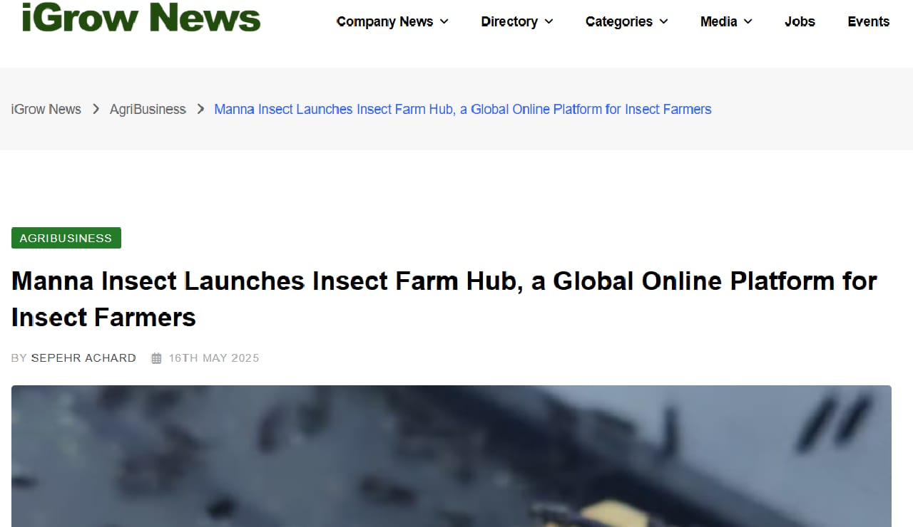 Insect Farm Hub in iGrow News | Manna Insect